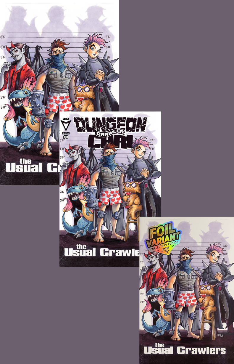 Dungeon Crawler Carl #0 Chrissie Zullo NYCC Exclusive "The Usual Crawlers" Homage Variant Covers
